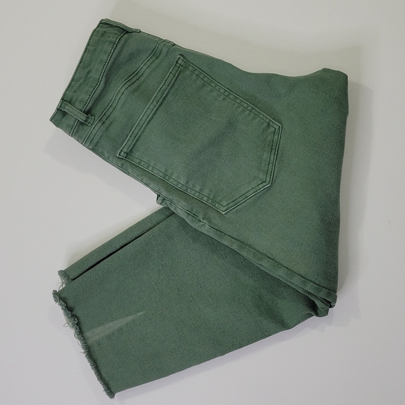 Zara Green Denim Cropped Jeans SZ XS - Picture 2 of 13